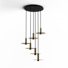 Koncept Inc CMP-C6-S-06-BRS+GTEA9 - Combi Pendant 6&#34; Circular 6 Combo Brass with Matte Black Canopy, 9&#34; glass plate (Tea Brown) 