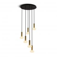 Koncept Inc CMP-C6-S-06-BRS+NA+GLB - Combi Pendant 6&#34; Circular 6 Combo Brass with Matte Black Canopy, Glass Ball attachment, Suspensi