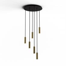 Koncept Inc CMP-C6-S-06-BRS - Combi Pendant 6&#34; Circular 6 Combo Brass with Matte Black Canopy, Suspension / Flush Mount 2-in-1