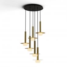 Koncept Inc CMP-C6-S-12-BRS+MBRS9+GLB - Combi Pendant 12&#34; Circular 6 Combo Brass with Matte Black Canopy