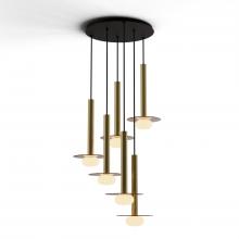 Koncept Inc CMP-C6-S-16-BRS+GTEA9+GLB - Combi Pendant 16" Circular 6 Combo Brass with Matte Black Canopy