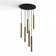 Koncept Inc CMP-C6-S-16-BRS - Combi Pendant 16&#34; Circular 6 Combo Brass with Matte Black Canopy, Suspension / Flush Mount 2-in-