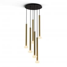 Koncept Inc CMP-C6-S-24-BRS+NA+GLB - Combi Pendant 24&#34; Circular 6 Combo Brass with Matte Black Canopy