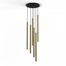 Koncept Inc CMP-C6-S-36-BRS - Combi Pendant 36&#34; Circular 6 Combo Brass with Matte Black Canopy, Suspension / Flush Mount 2-in-