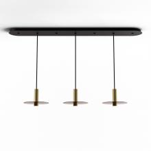 Koncept Inc CMP-L3-S-06-BRS+GTEA9 - Combi Pendant 6&#34; Linear 3 Combo Brass with Matte Black Canopy, 9&#34; glass plate (Tea Brown) at