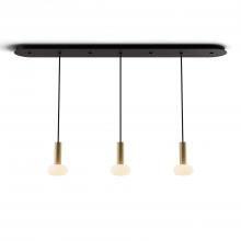 Koncept Inc CMP-L3-S-06-BRS+NA+GLB - Combi Pendant 6&#34; Linear 3 Combo Brass with Matte Black Canopy, Glass Ball attachment, Suspension