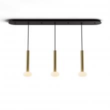 Koncept Inc CMP-L3-S-12-BRS+NA+GLB - Combi Pendant 12&#34; Linear 3 Combo Brass with Matte Black Canopy, Glass Ball attachment, Suspensio