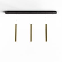 Koncept Inc CMP-L3-S-16-BRS - Combi Pendant 16&#34; Linear 3 Combo Brass with Matte Black Canopy, Suspension / Flush Mount 2-in-1