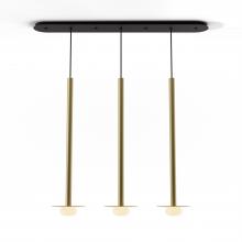 Koncept Inc CMP-L3-S-36-BRS+MBRS9+GLB - Combi Pendant 36&#34; Linear 3 Combo Brass with Matte Black Canopy