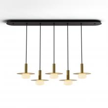 Koncept Inc CMP-L5-S-06-BRS+MBRS9+GLB - Combi Pendant 6&#34; Linear 5 Combo Brass with Matte Black Canopy