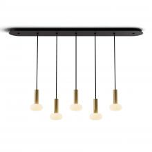 Koncept Inc CMP-L5-S-06-BRS+NA+GLB - Combi Pendant 6&#34; Linear 5 Combo Brass with Matte Black Canopy, Glass Ball attachment, Suspension