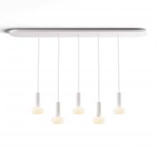 Koncept Inc CMP-L5-S-06-MWT+NA+GLB - Combi Pendant 6&#34; Linear 5 Combo Matte White with Matte White Canopy, Glass Ball attachment, Susp