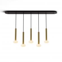 Koncept Inc CMP-L5-S-12-BRS+NA+GLB - Combi Pendant 12&#34; Linear 5 Combo Brass with Matte Black Canopy, Glass Ball attachment, Suspensio