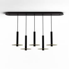 Koncept Inc CMP-L5-S-12-MTB+MBRS9 - Combi Pendant 12&#34; Linear 5 Combo Matte Black with Matte Black Canopy, 9&#34; metal plate (Brass)