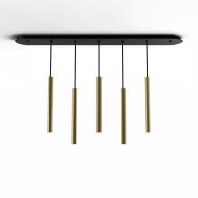 Koncept Inc CMP-L5-S-16-BRS - Combi Pendant 16&#34; Linear 5 Combo Brass with Matte Black Canopy, Suspension / Flush Mount 2-in-1