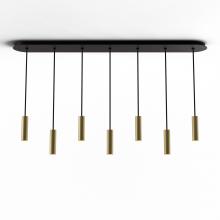 Koncept Inc CMP-L7-S-06-BRS - Combi Pendant 6&#34; Linear 7 Combo Brass with Matte Black Canopy, Suspension / Flush Mount 2-in-1