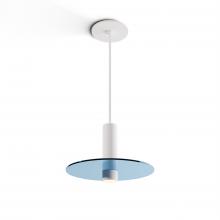 Koncept Inc CMP-S1-S-06-MWT+GBLU9 - Combi Pendant 6&#34; Single Unit Matte White with Matte White Canopy, 9&#34; glass plate (Blue) atta