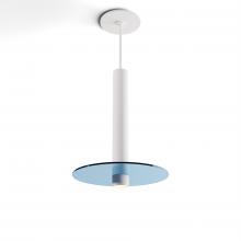 Koncept Inc CMP-S1-S-12-MWT+GBLU9 - Combi Pendant 12&#34; Single Unit Matte White with Matte White Canopy, 9&#34; glass plate (Blue) att