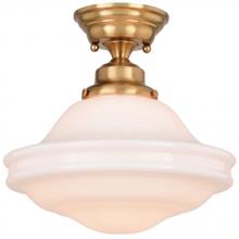 Vaxcel International C0261 - Huntley 12-in. Semi-Flush Ceiling Light White Glass Natural Brass