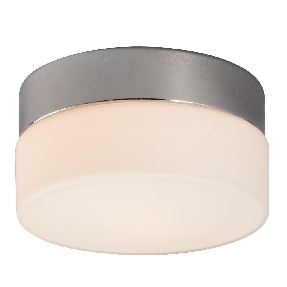 LED Flush Mount Ceiling Light - in Polished Chrome finish with Satin White Glass