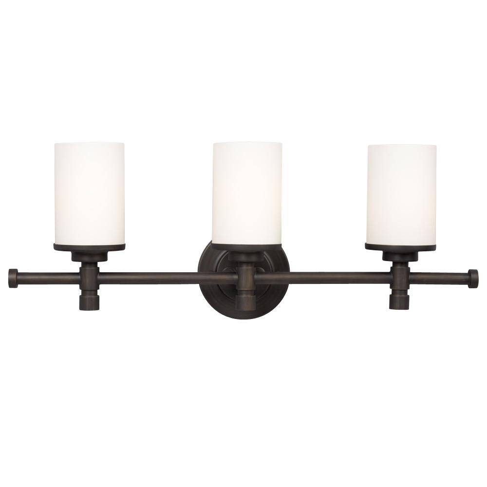 Three Light Vanity - Oil Rubbed Bronze w/ Satin White Glass