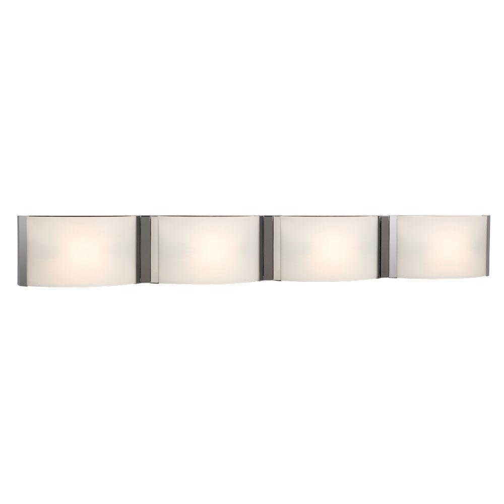 LED 4-Light Bath & Vanity Light - in Polished Chrome finish with Satin White Glass