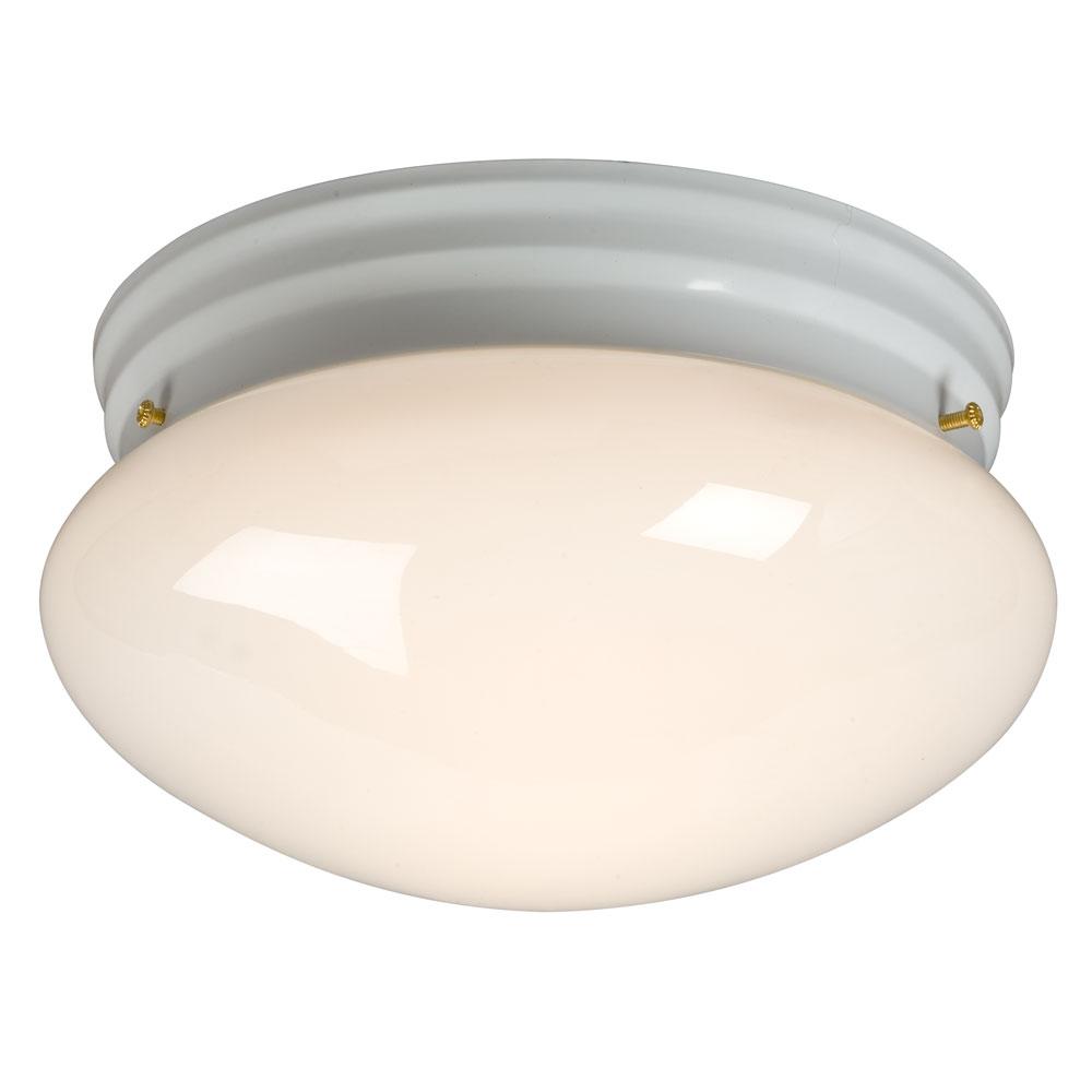 Utility Flush Mount Ceiling Light - in White finish with White Glass