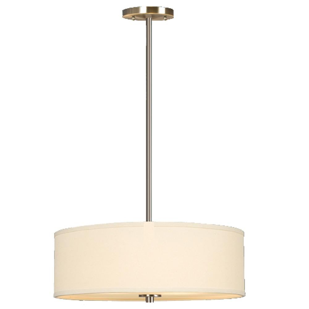 Pendant w/6&#34;,12&#34;,18&#34; Extension Rods - Brushed Nickel with Off-White Linen Shade