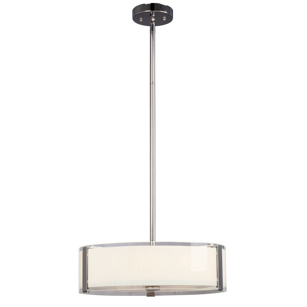 LED Pendant - in Polished Chrome finish with Opal White & Clear Glass, includes 6&#34;, 12&#34; & 18