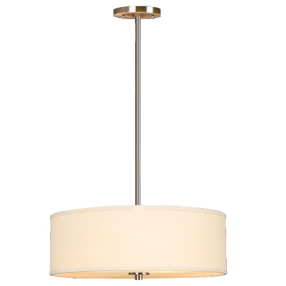 Pendant - in Brushed Nickel finish with Off-White Linen Shade, includes 6&#34;, 12&#34; & 18&#34; Ex