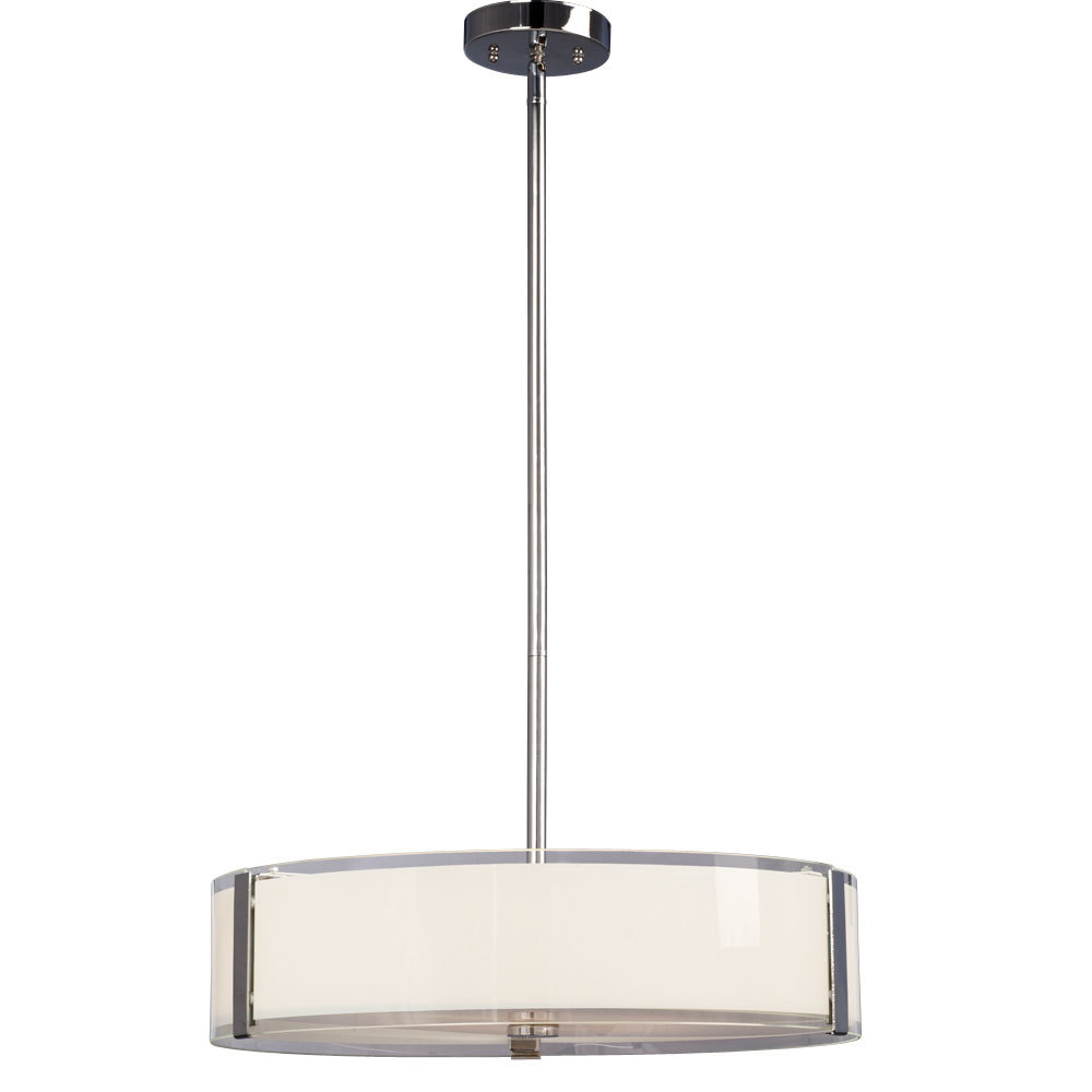 Pendant - in Polished Chrome finish with Opal White & Clear Glass, includes 6&#34;, 12&#34; & 18&#34