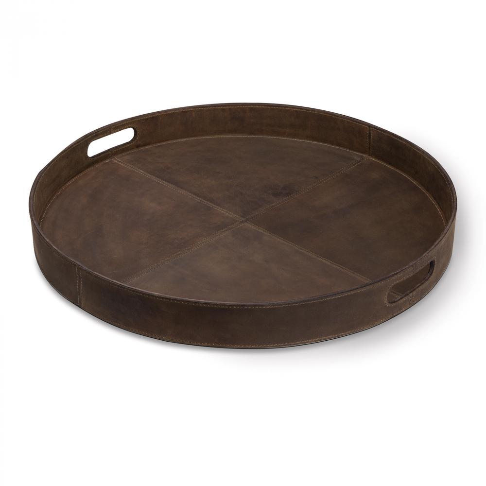 Regina Andrew Derby Round Leather Tray (Brown)