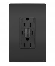 Legrand Radiant 1597TRWRUSBCCBK - radiant® Tamper-Resistant 15A Duplex Self-Test GFCI Receptacles with SafeLock® Protection, USB Type 