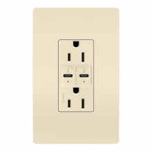 Legrand Radiant R26USBPDLA - radiant® 15A Tamper Resistant Ultra Fast PLUS Power Delivery USB Type C/C Outlet, Light Almond