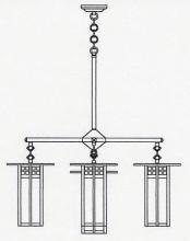 Arroyo Craftsman GCH-9L/4-1GWC-RC - 9&#34; glasgow long body 4 light chandelier, center light