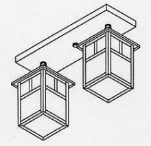 Arroyo Craftsman MCM-5/2EGW-AB - 5&#34; mission 2 light ceiling mount without overlay (empty)