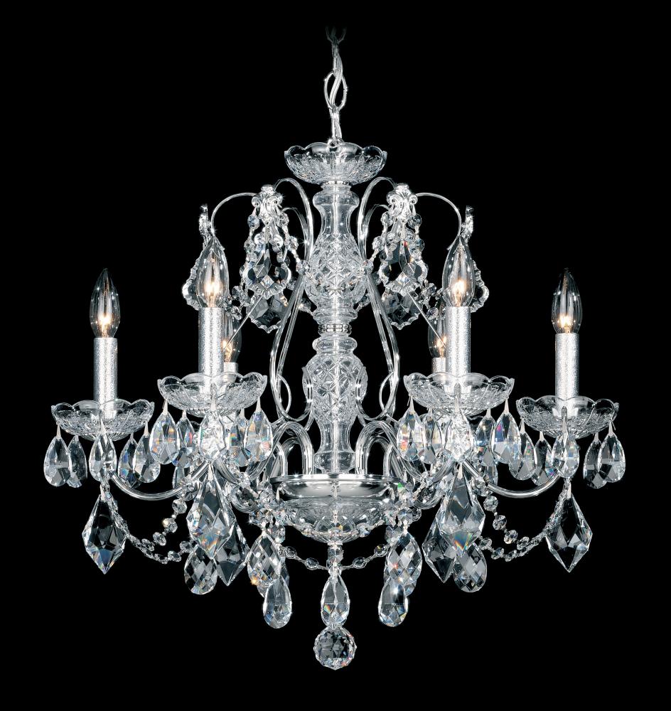 Century 6 Light 120V Chandelier in Polished Silver with Heritage Handcut Crystal