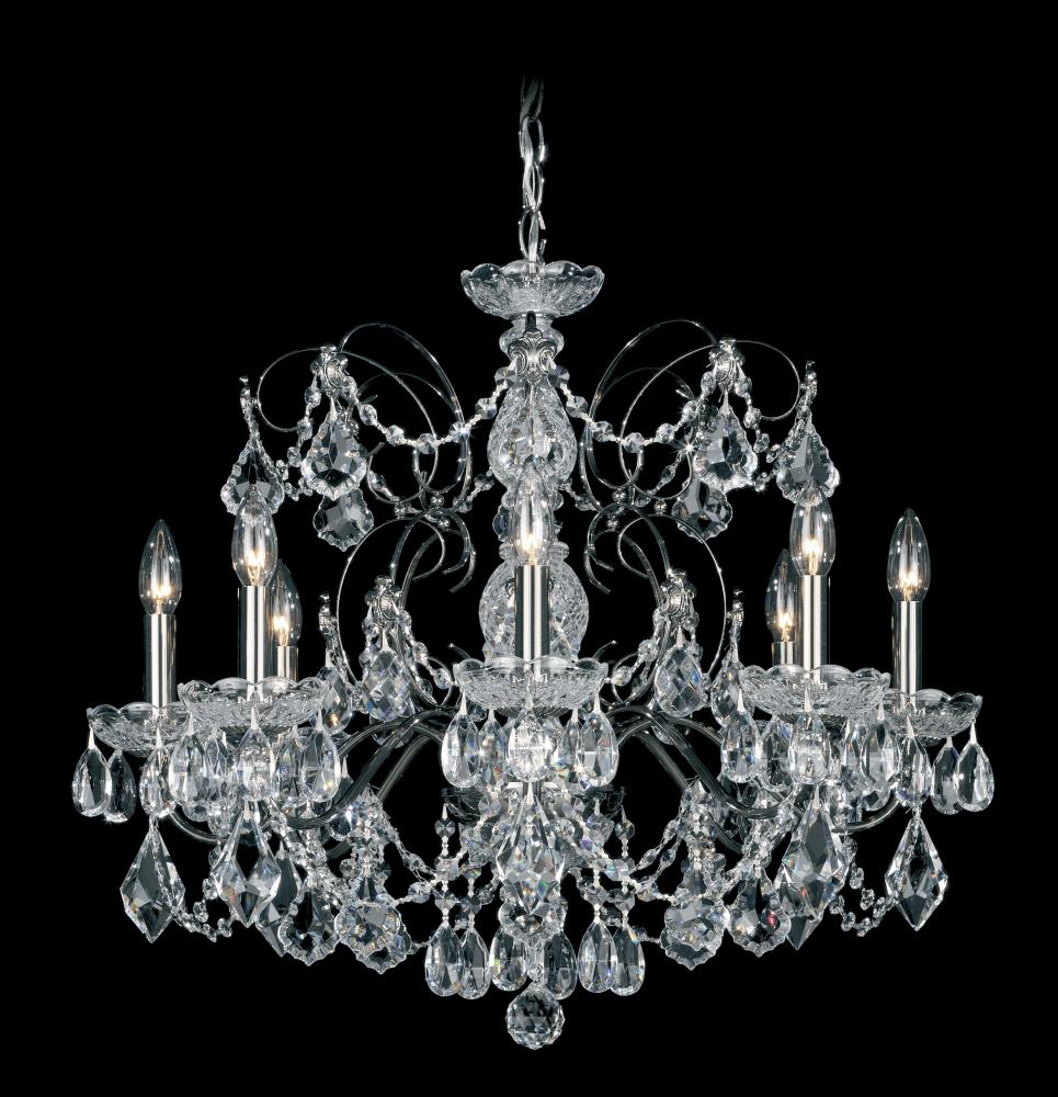 Century 8 Light 120V Chandelier in Polished Silver with Heritage Handcut Crystal