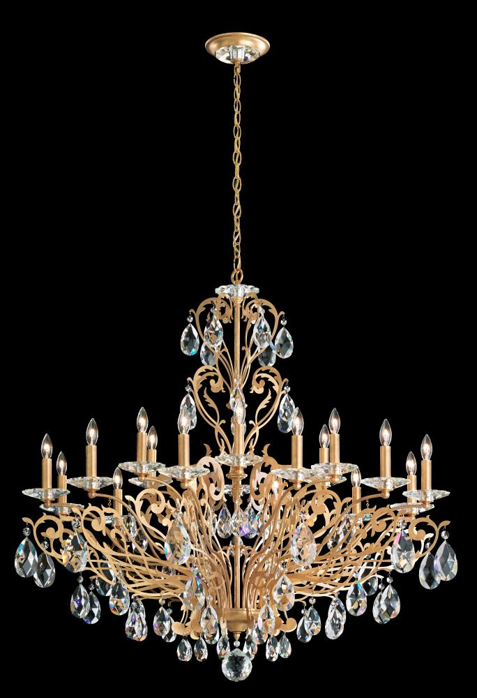 Filigrae 18 Light 120V Chandelier in Heirloom Bronze with Heritage Handcut Crystal