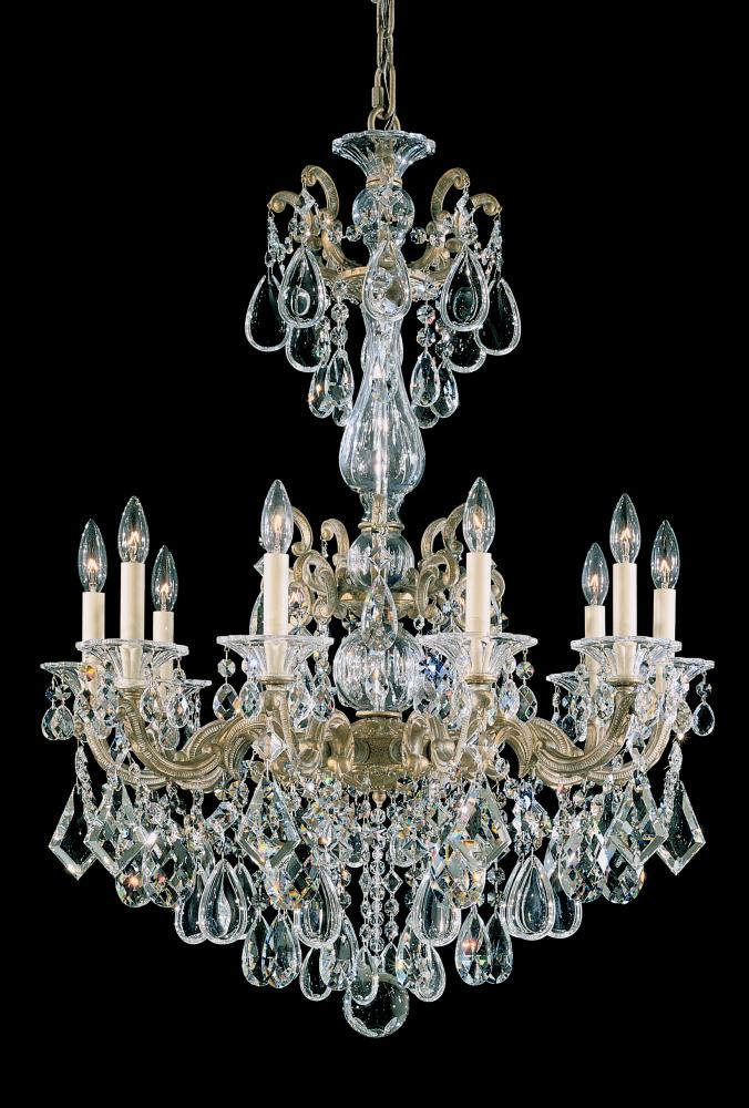 La Scala 10 Light 120V Chandelier in Antique Silver with Heritage Handcut Crystal