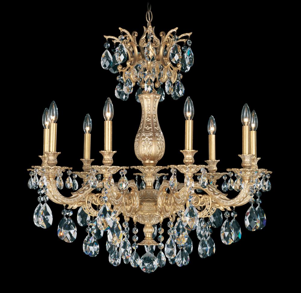 Milano 9 Light 120V Chandelier in Antique Silver with Heritage Handcut Crystal