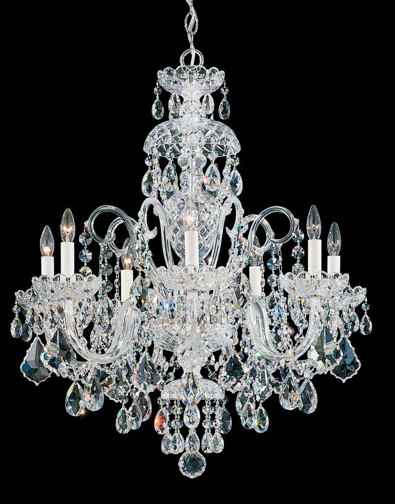 Olde World 7 Light 120V Chandelier in Polished Silver with Heritage Handcut Crystal