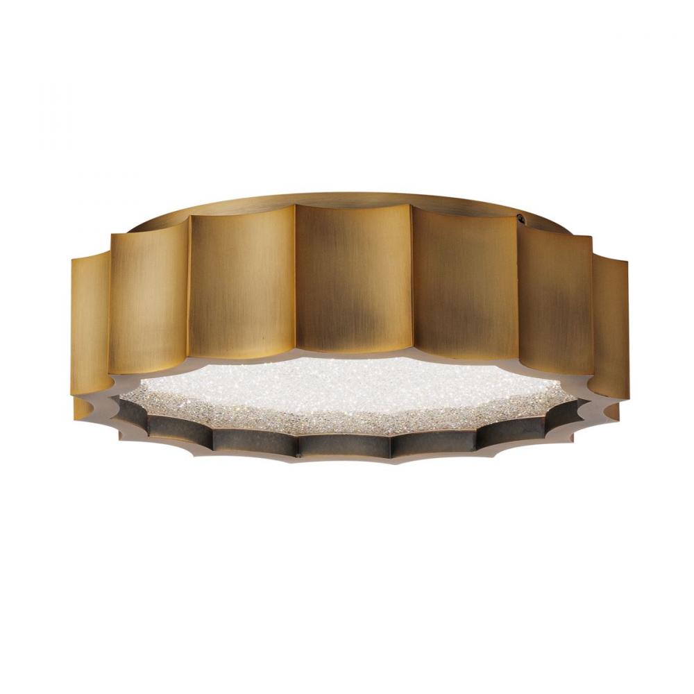 Tarte 12 120V Flush Mount in Aged Brass with Radiance Crystal Dust