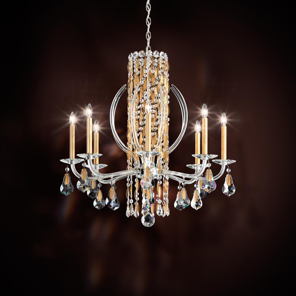 Siena 8 Light 120V Chandelier in Antique Silver with Heritage Handcut Crystal