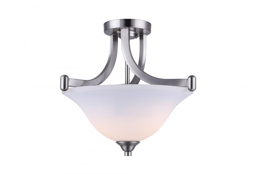 Rue, 2 Lt Semi-Flush mount, Flat Opal Glass, 60W Type A, 15&#34; x 13&#34;