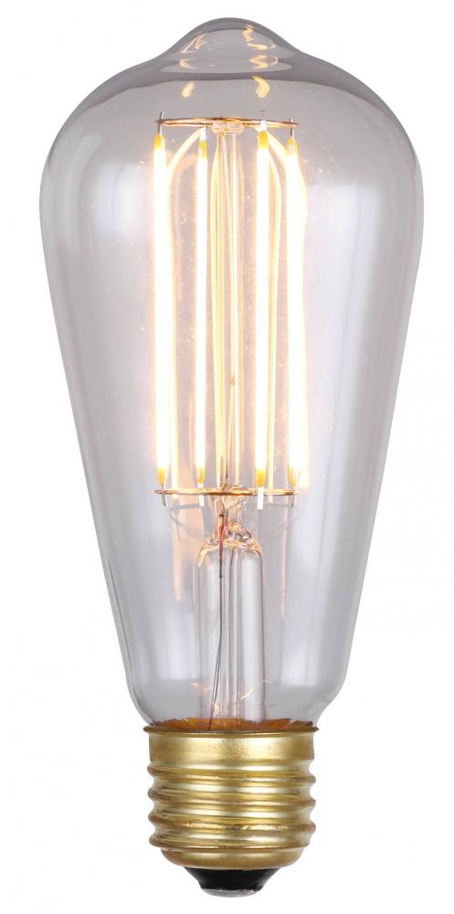 LED Vintage Bulb, E26 Socket, 6W ST64 Shape, 2200K, 480 Lumen, Dimmable, 15000 Hours