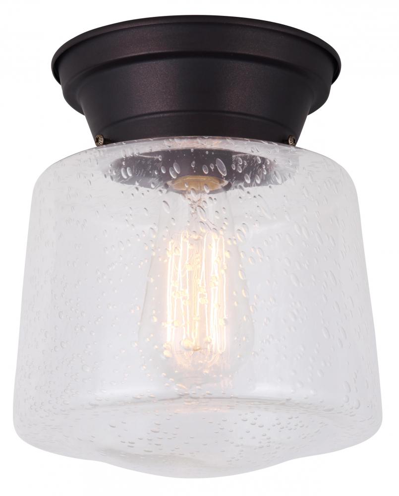 MILL, 1 Lt Flush Mount, Seeded Glass, 60W Type A, 8&#34; (W) x 9 1/4&#34; (H)