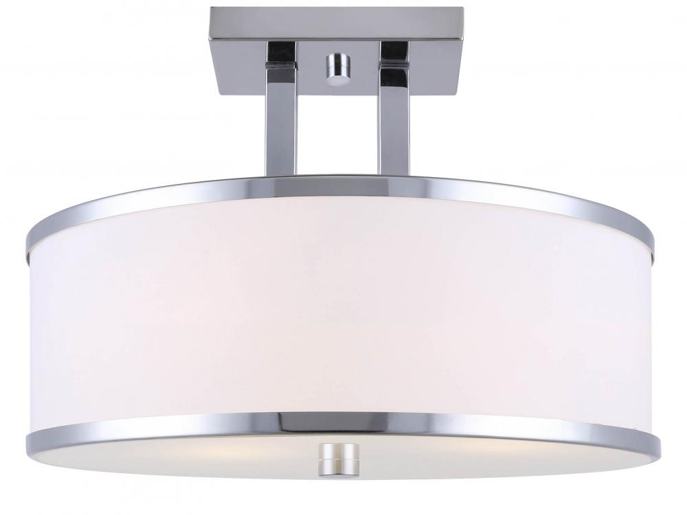 Amelia, ISF511A03CH -EOL-, 3 Lt Semi-Flush Mount, Flat Opal Glass, 60W Type A, 15 IN W x 10 IN H