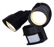 Canarm HO-01-02S-BK - LED Security 2 Heads Lights, 20W, 3000K, 1600 Lumens, 180 Degree Detection Zone, Up to 70&#39;