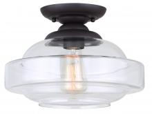 Canarm IFM459B13ORB - CHICAGO, 1 Lt Flush Mount, Clear Glass, 100W Type A, 12 1/2&#34; W x 9 1/4&#34; H, Easy Connect Incl